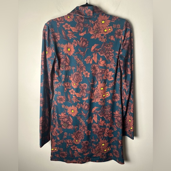 ZARA Women’s Floral Pullover Button Up Long Sleeve Bodycon Dress or Top Sz Small - Picture 3 of 10